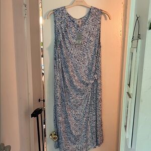 Sleeveless Blue & White Printed Midi Dress by ZOZO